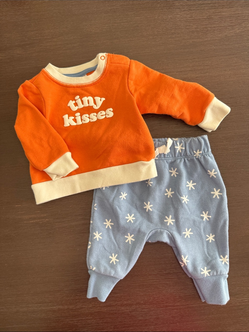 Cat & Jack Orange 'Tiny Kisses' Sweatshirt with Blue Star Joggers